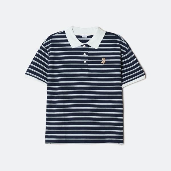 Áo Polo SPAO [Nữ] - Bear Sọc Ngang Navy SS26