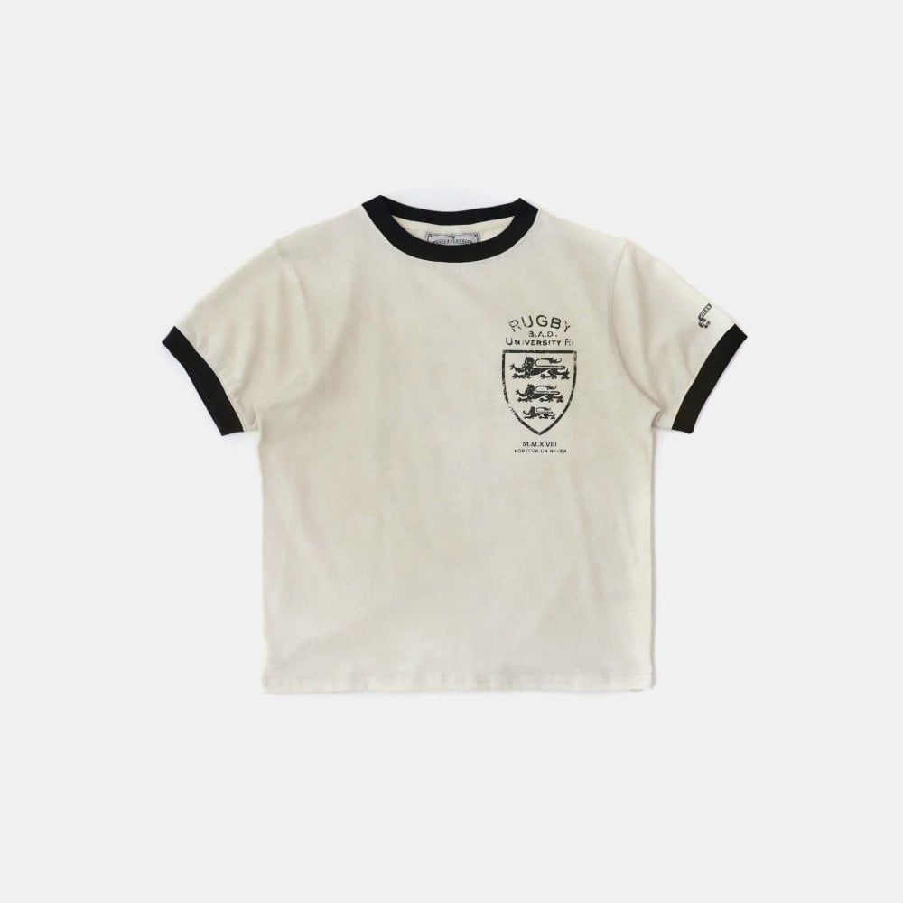  Áo Thun [Unisex] Badblood - [w-tee25-097] Mystic Shield Print Ringer T-Shirt Cream 