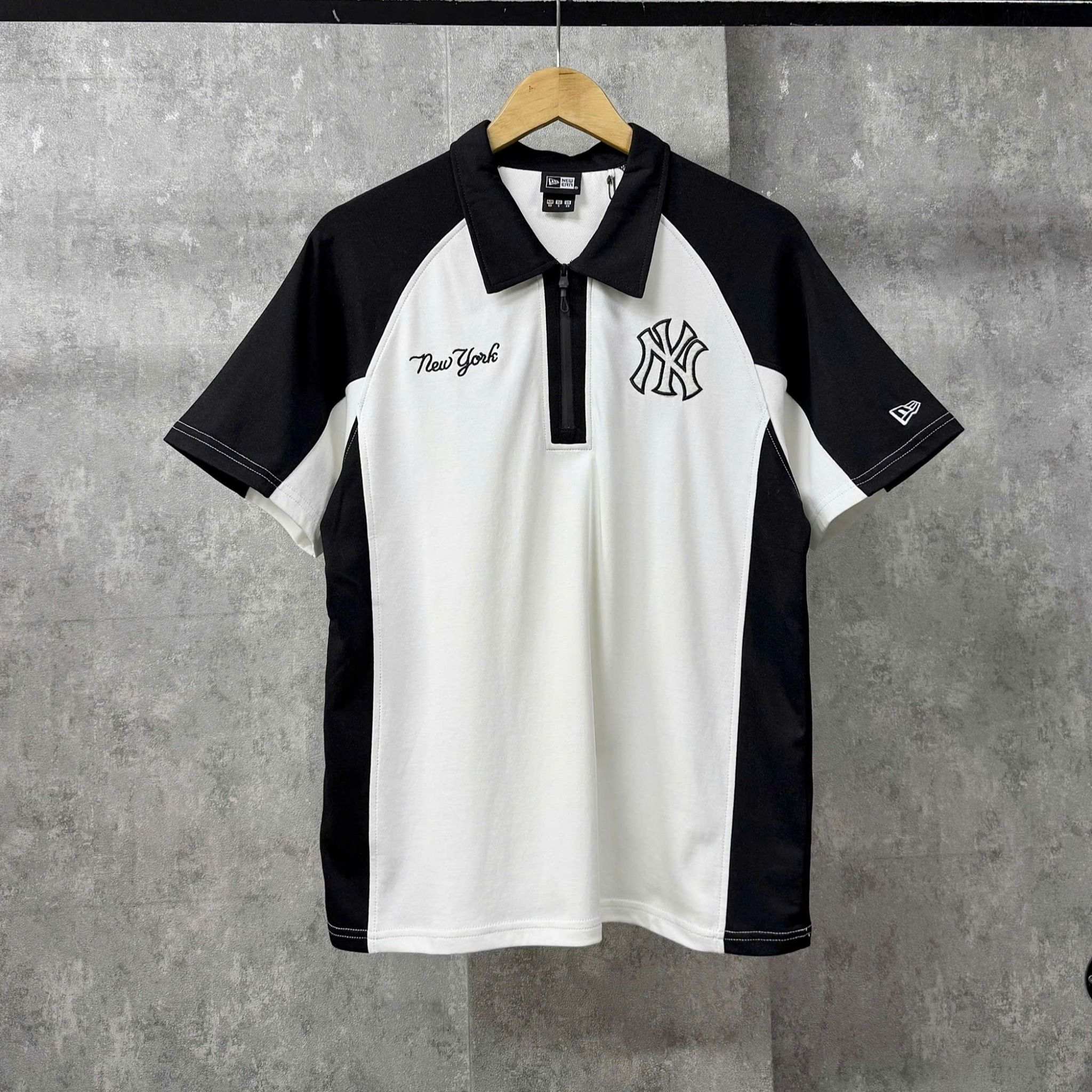  Áo Thun Polo New Era - [Unisex] NY Yankees Basic Zip Up Black/White 