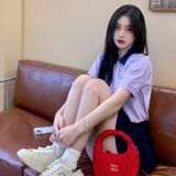  Áo Polo MLB - Women's Classic Monogram Full Board Boston Lavender - 3FPQM0233-43LDL 