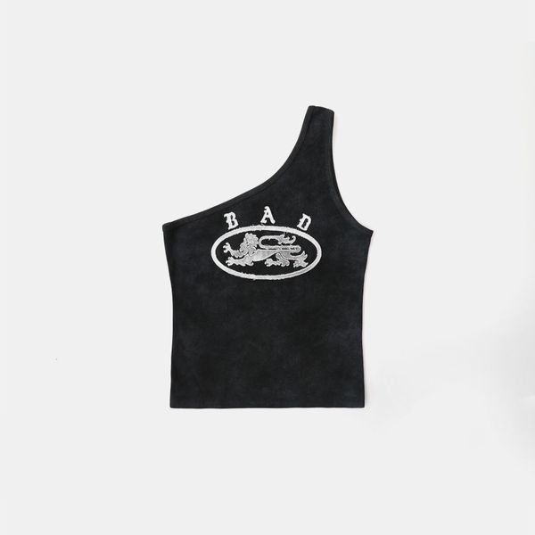 Áo Croptop [Nữ] Badblood - [w-tnk25-024] Ryan Patch One Shoulder Tank Washed Black