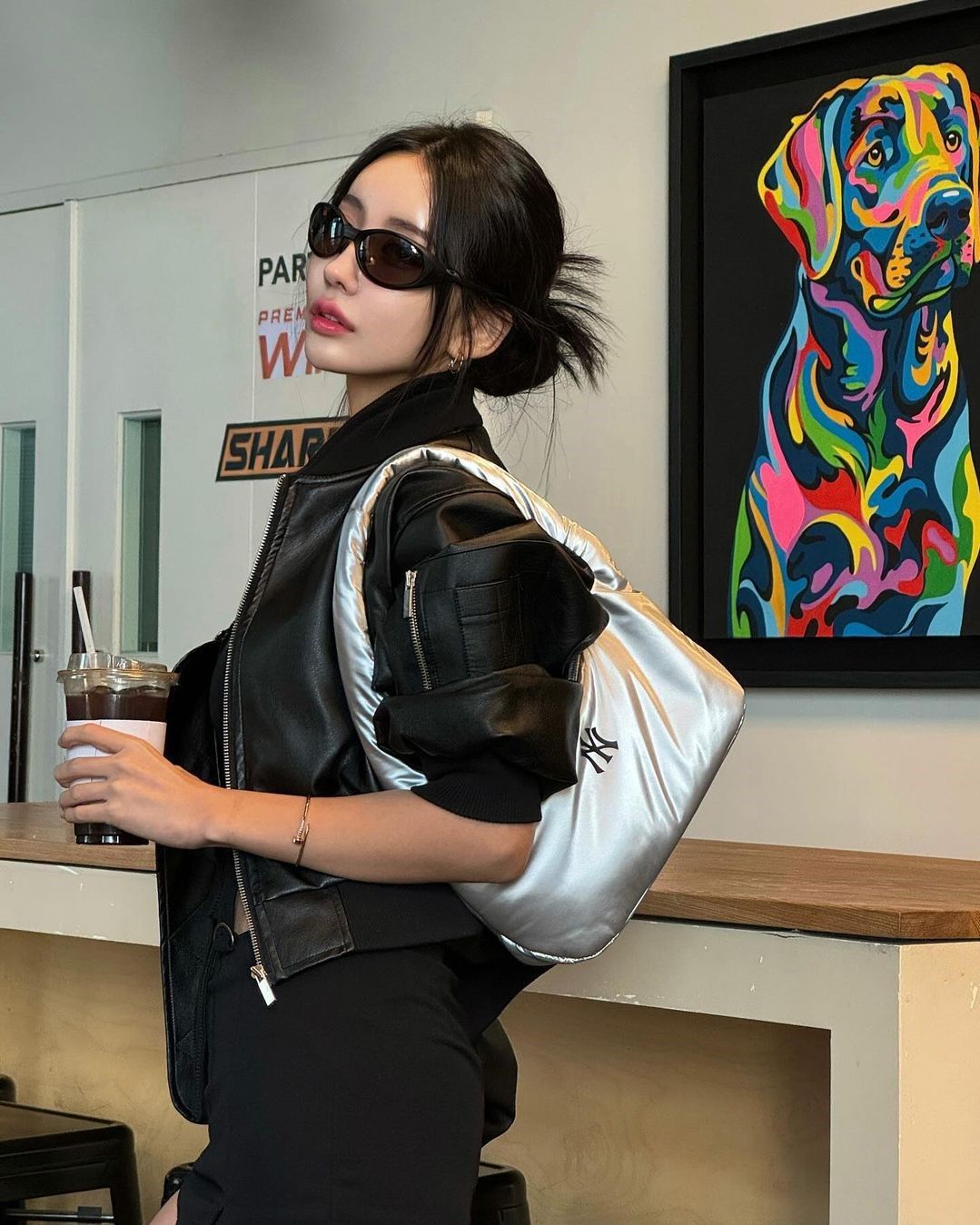  Túi Xách MLB Korea - Basic Luxle Leisure Hobo Bag LA Dodgers Silver - 3ABQS044N-50SIS 