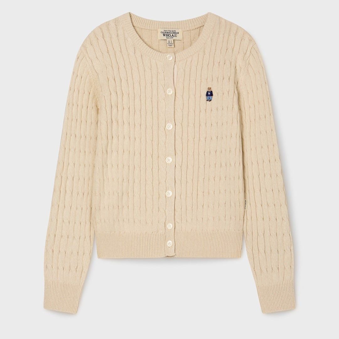  Áo Cardigan Len WHOAU [Nữ] - Steve Cable Cardigan Beige - WHCKG2211F 
