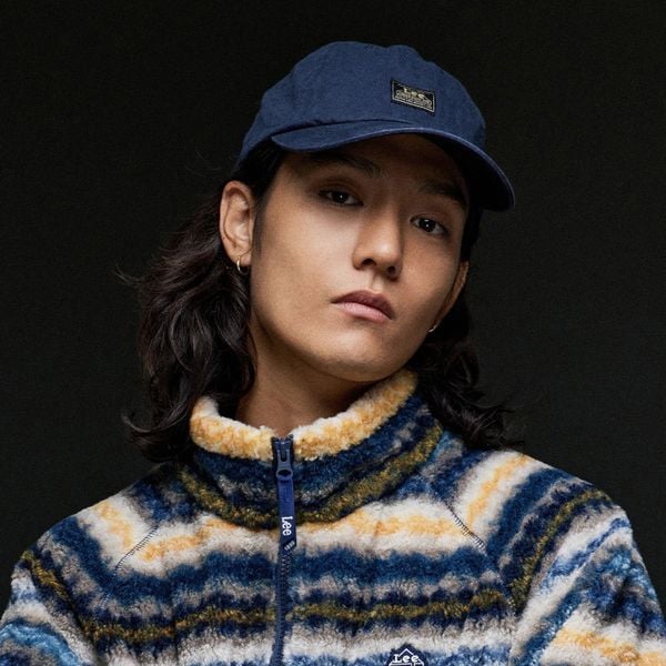 Nón Lee [Unisex] - Herringbone House Label Half-Curve Ball Cap Navy - LE2503CA08NA