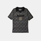  Áo Thun [Unisex] Badblood - [w-tee25-024] Vintage Club V-Neck Check T-Shirt Black 