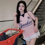 Áo Polo New Era - [Unisex] NY Yankees Jersey Stripe Pink - 13265555 