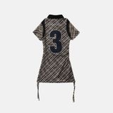  Váy [Nữ] Badblood - [w-drs25-004] Vintage Club Polo Mini Dress Check Brown 
