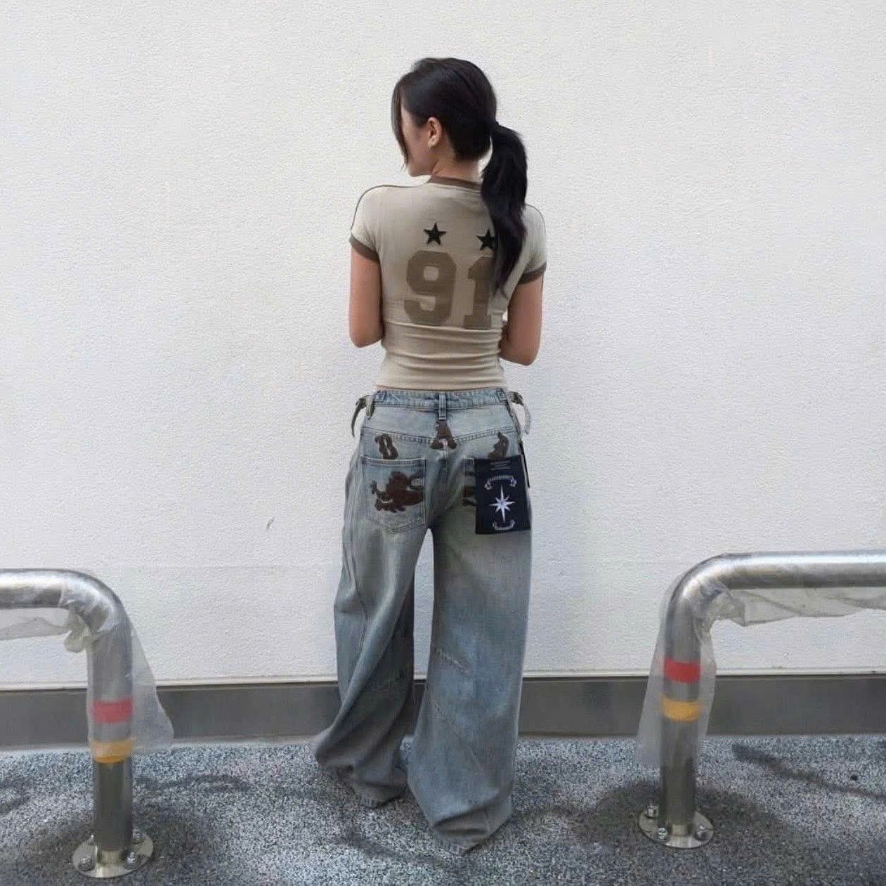  Áo Thun [Unisex] Badblood - [w-tee25-106] Vintage Club Jersey Ringer T-Shirt Tan 