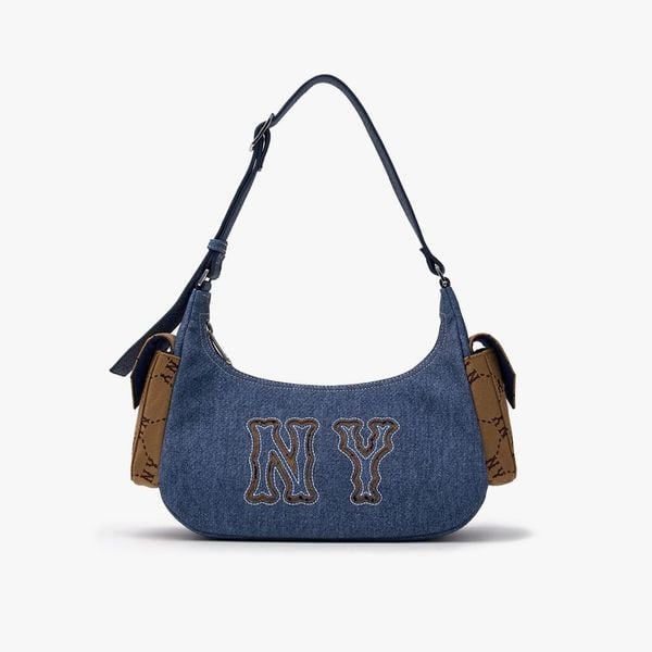 Túi Xách MLB Korea - Dia Mono Megalogo Denim Cargo Bag NY Yankees Indigo - 3ABQM134N-50INS