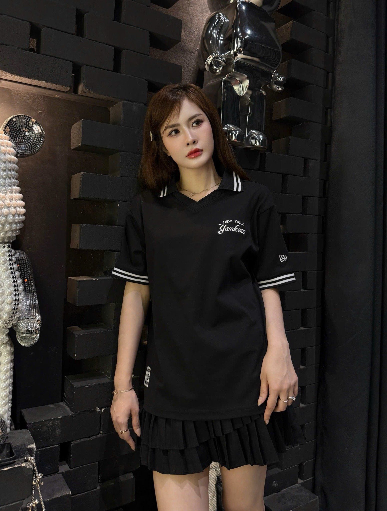  Áo Thun Polo New Era - [Unisex] NY Yankees Basic Logo Polo - Black 