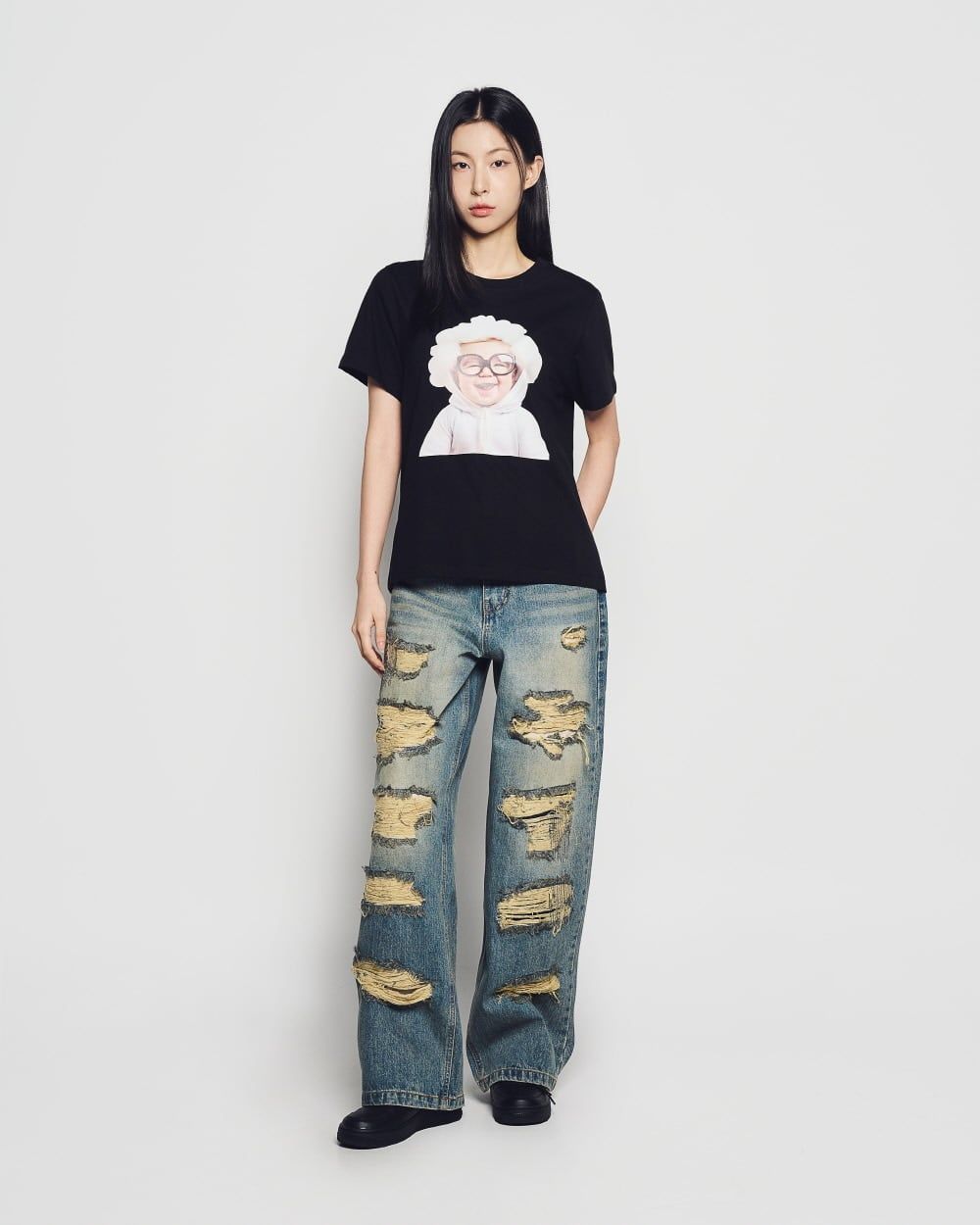  Áo thun [Nữ] ADLV - Acmédelavie Baby Face Cloud Black 