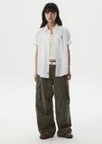  Áo Sơ Mi WHOAU [Unisex] - Steve Loose Fit Short Sleeve Shirts White - WHYAG2511F 