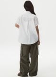  Áo Sơ Mi WHOAU [Unisex] - Steve Loose Fit Short Sleeve Shirts White - WHYAG2511F 