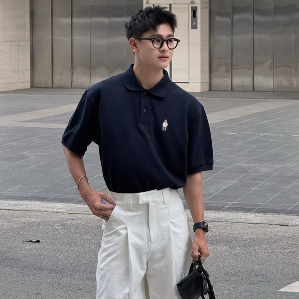  Áo Polo WHOAU [Unisex] - Steve Short Sleeve Collar Navy - WHHAE2411U 