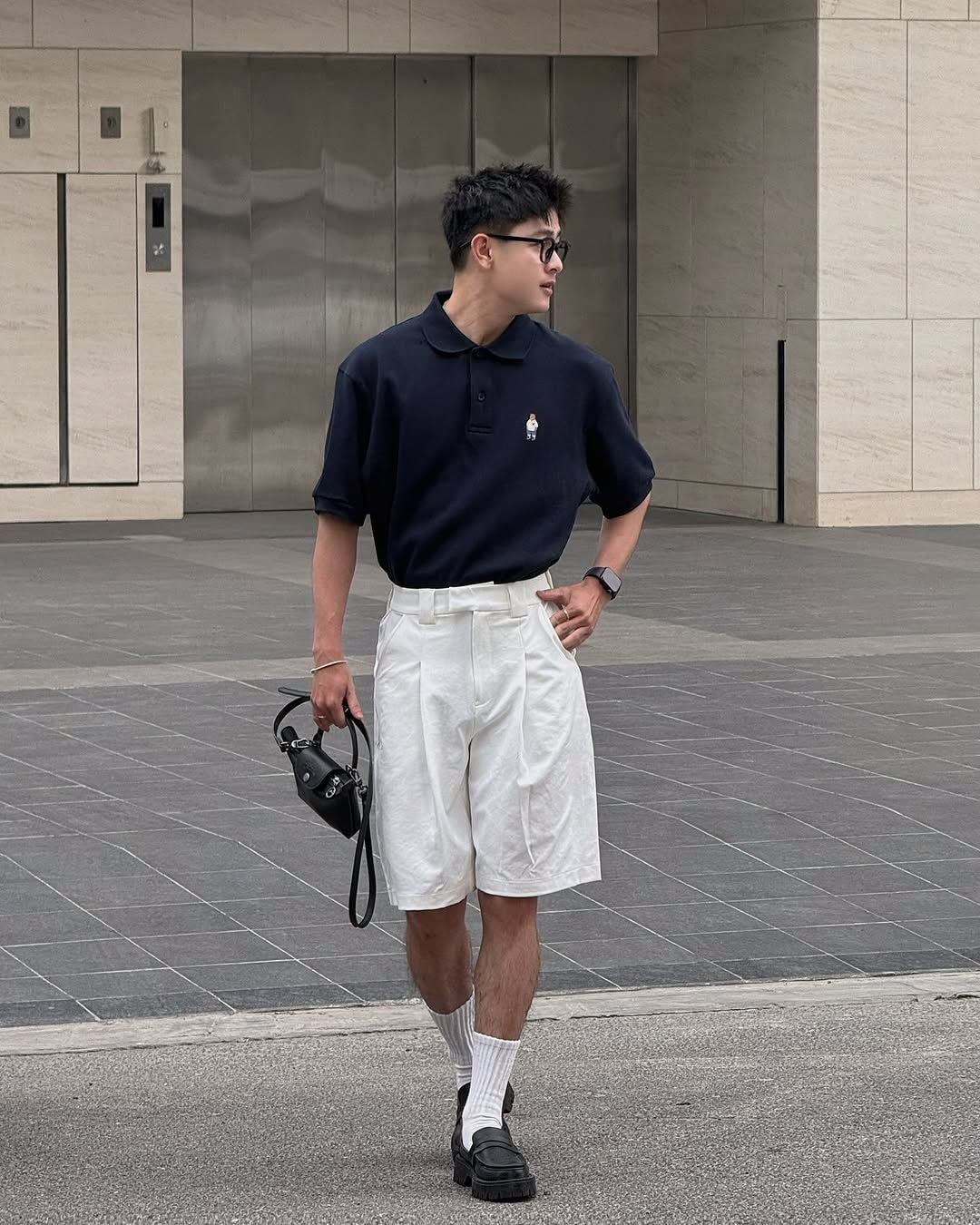  Áo Polo WHOAU [Unisex] - Steve Short Sleeve Collar Navy - WHHAE2411U 