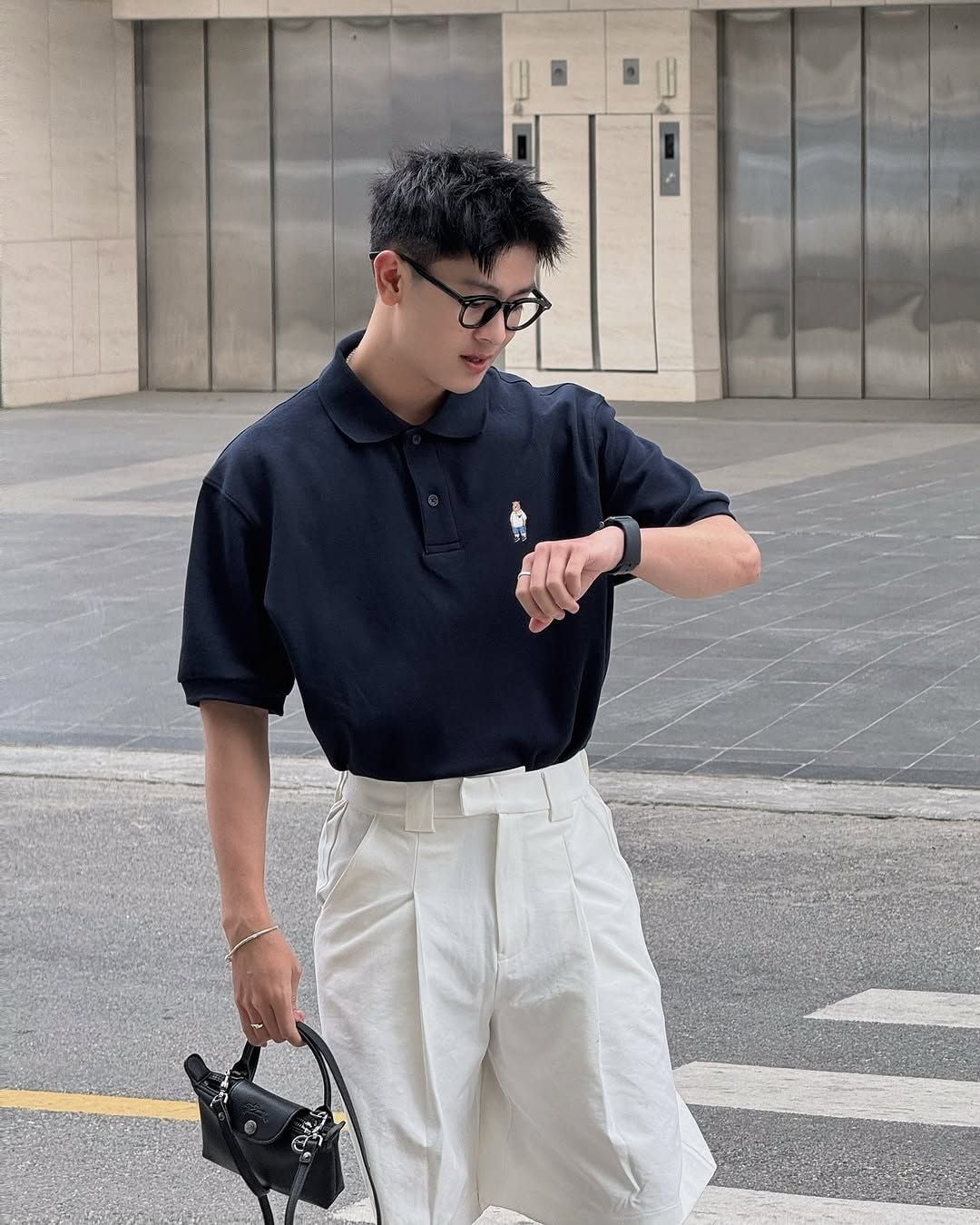 Áo Polo WHOAU [Unisex] - Steve Short Sleeve Collar Navy - WHHAE2411U 