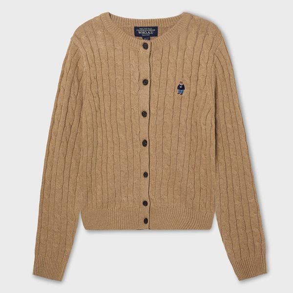 Áo Cardigan WHOAU [Nữ]- Steve Cable Cardigan Beige - WHCKF4901F