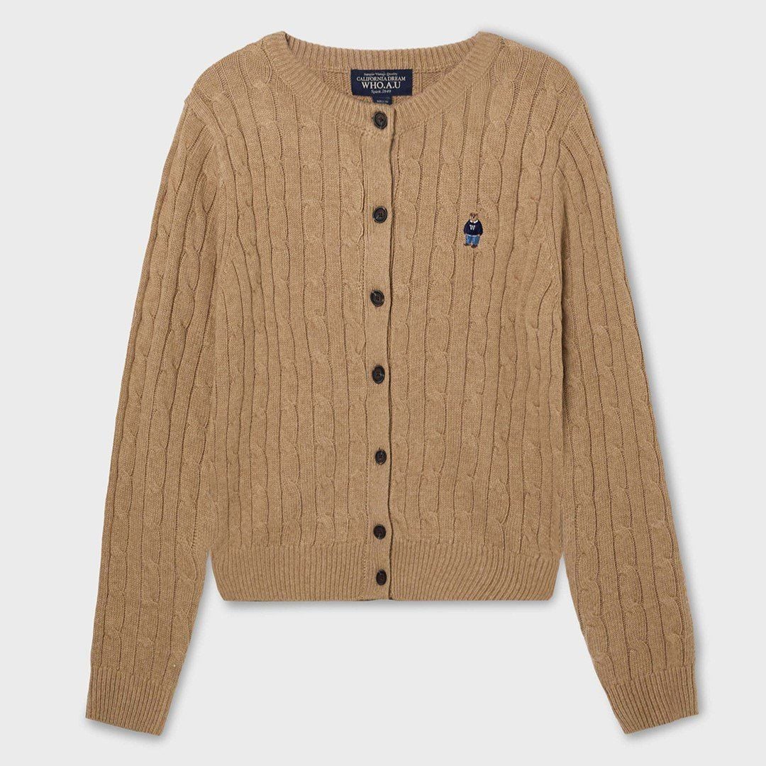  Áo Cardigan WHOAU [Nữ]- Steve Cable Cardigan Beige - WHCKF4901F 