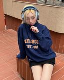  Áo Sweater MLB Korea - Varsity Overfit Half-Zip Boston Navy - 3AMTV0341-43NYS 