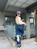  Áo Sweater MLB [Nữ] - Sporty Varsity Half-Zip Sweater NY Cream - 3FKPV0344-50CRD 