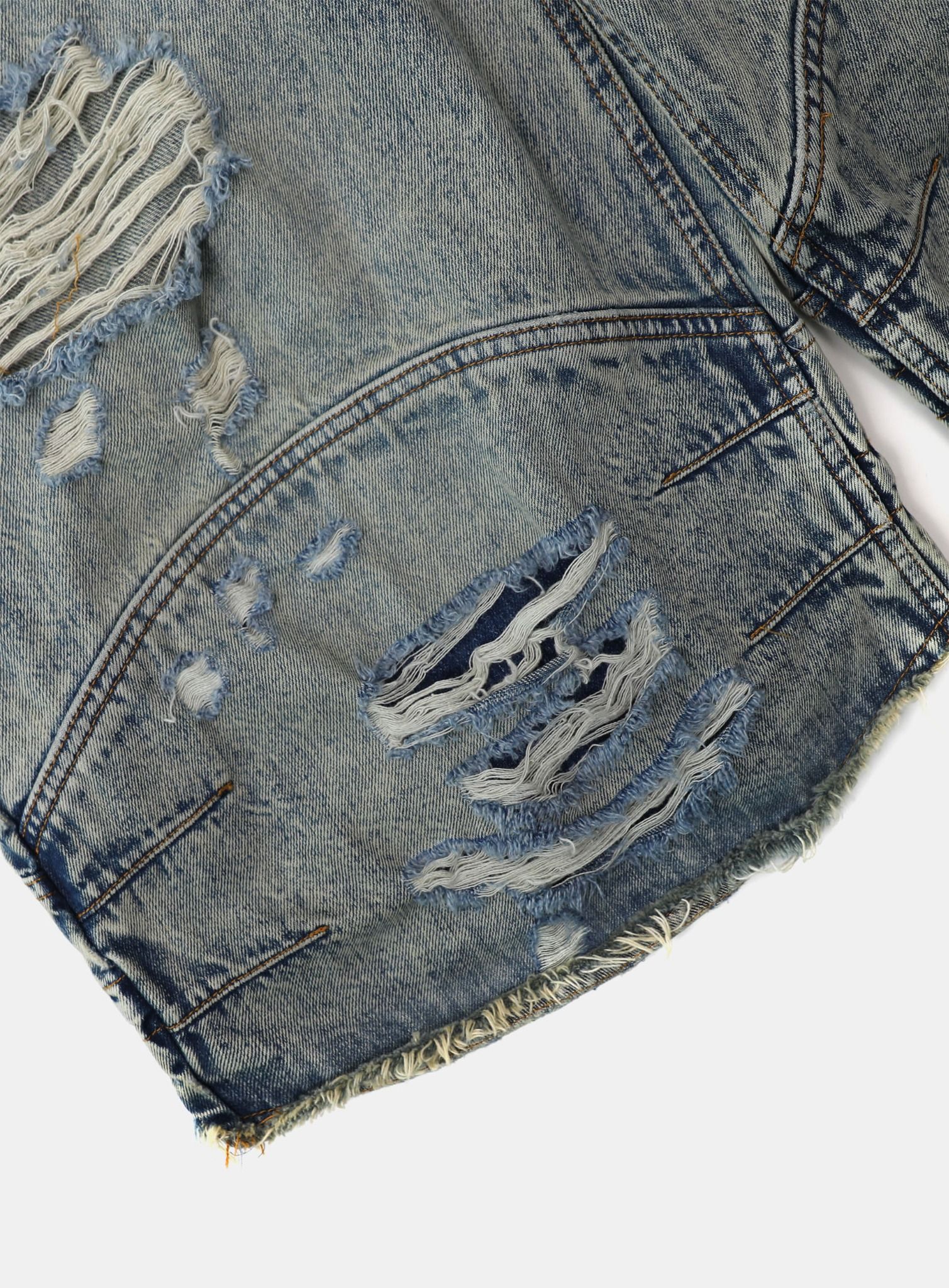  Quần Lửng [Unisex] Badblood - [w-srt25-030] Convex Denim Long Bermuda Pants - Light Blue 