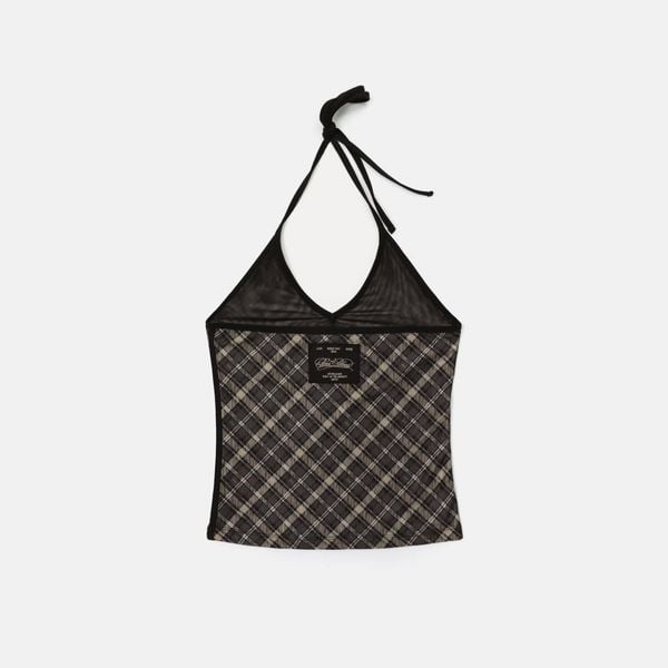 Áo Hai Dây [Nữ] Badblood - [w-tnk25-016] Vintage Club Halter Tank Check Brown