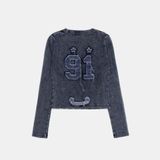  Áo Thun Dài Tay [Unisex] Badblood - [w-tee25-014] Rusty Denim Muscle Blue 