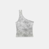  Áo Croptop [Nữ] Badblood - [w-tnk25-022] Ryan Patch One Shoulder Tank Washed White 