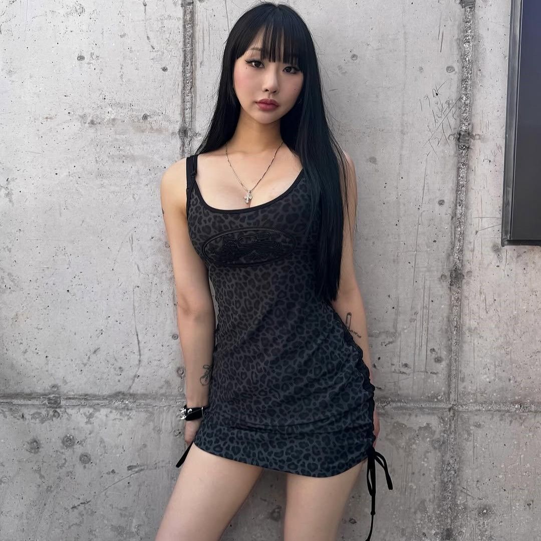  Váy [Nữ] Badblood - [w-drs25-003] Mystic String Mini Dress Black Leopard 