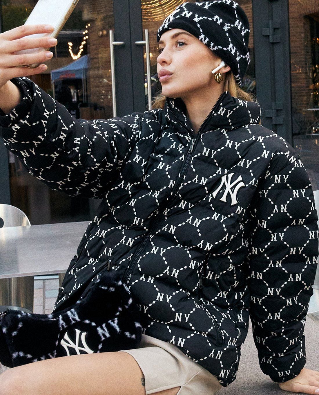  Áo Khoác Phao MLB Diamond Monogram Mid Light - 3ADJM0826-50BKS 