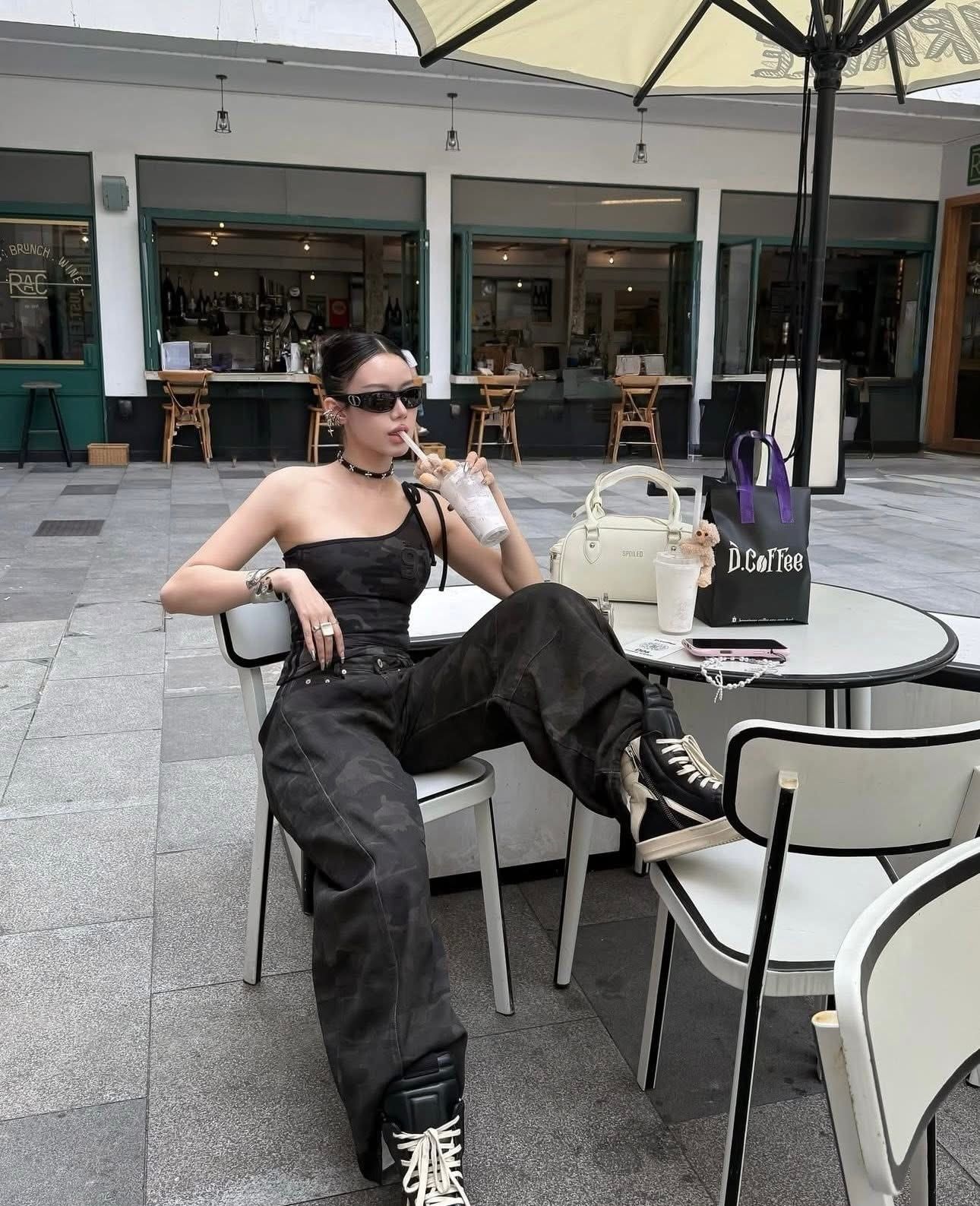  Áo Hai Dây [Nữ] Badblood - [w-tnk25-014] Vintage Club One Shoulder Tank 