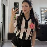  Áo Thun Bóng Đá ADIDAS [Nữ] Kẻ Sọc Đen 