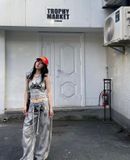  Áo Croptop [Nữ] Badblood - [w-tnk25-022] Ryan Patch One Shoulder Tank Washed White 