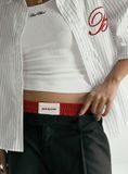  Áo Sơ Mi [Unisex] Badblood - [w-sht24-012] Classic Logo Short Sleeve Shirt White/Stripes 