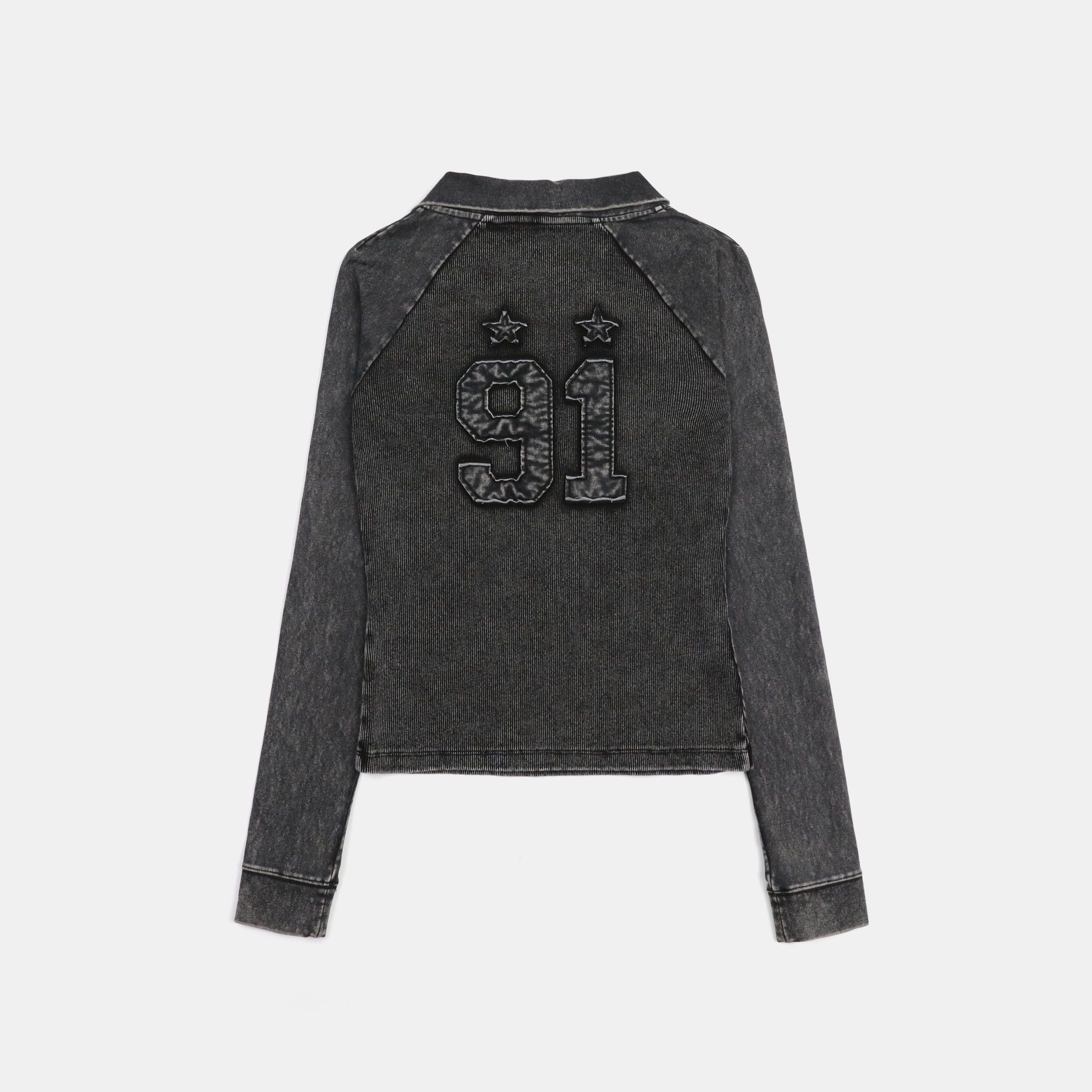  Áo Thun Dài Tay [Unisex] Badblood - [w-tee25-017] Rusty Denim V-Neck Black 