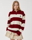  Áo Sweater Whoau Steve Stripe Open Collar Pullover - WHKAF4923U 