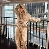  Áo Khoác [Unisex] Badblood - [w-hde25-043] PEACE NOT WAR Hooded Zip-Up Dusty White 