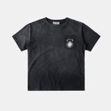  Áo Thun [Unisex] Badblood - [w-tee25-124] Cosmo Print Distressed Pocket T-Shirt - Black 
