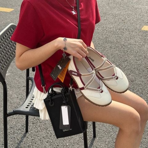 Giày Jeep Mary Jane - [Nữ] Outdoor Shoes Women's Low Top White Red - P651W13111