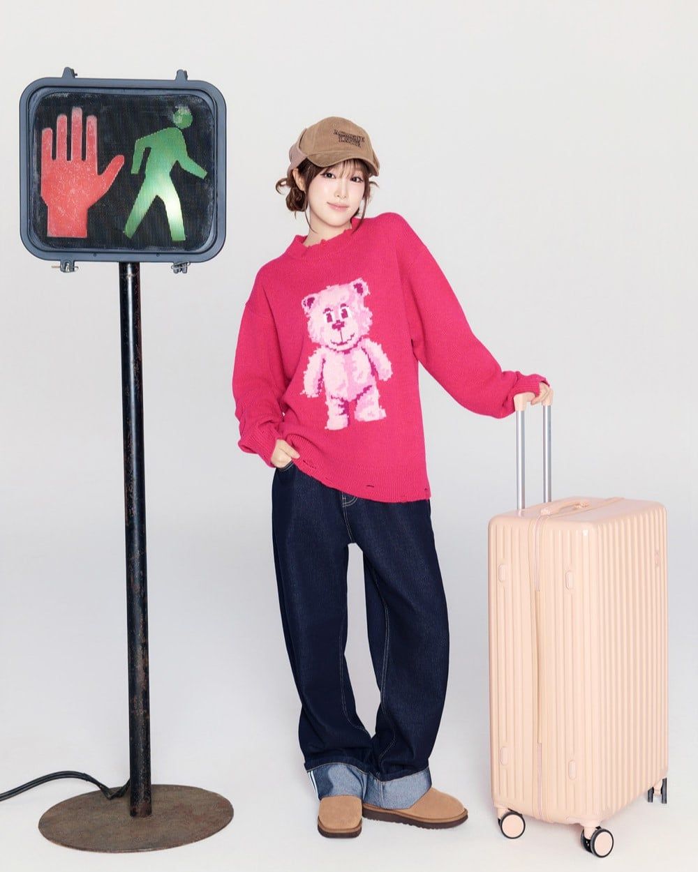 Áo Len ADLV Distressed Bear Knit Pink 