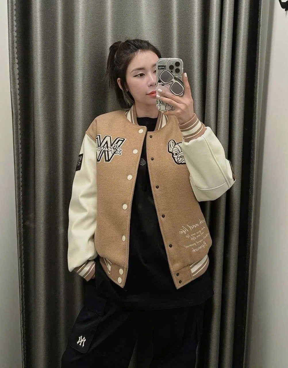  Áo Khoác Bomber LifeWork Hipdog Applique Varsity Jacket Beige - LW234JP120 