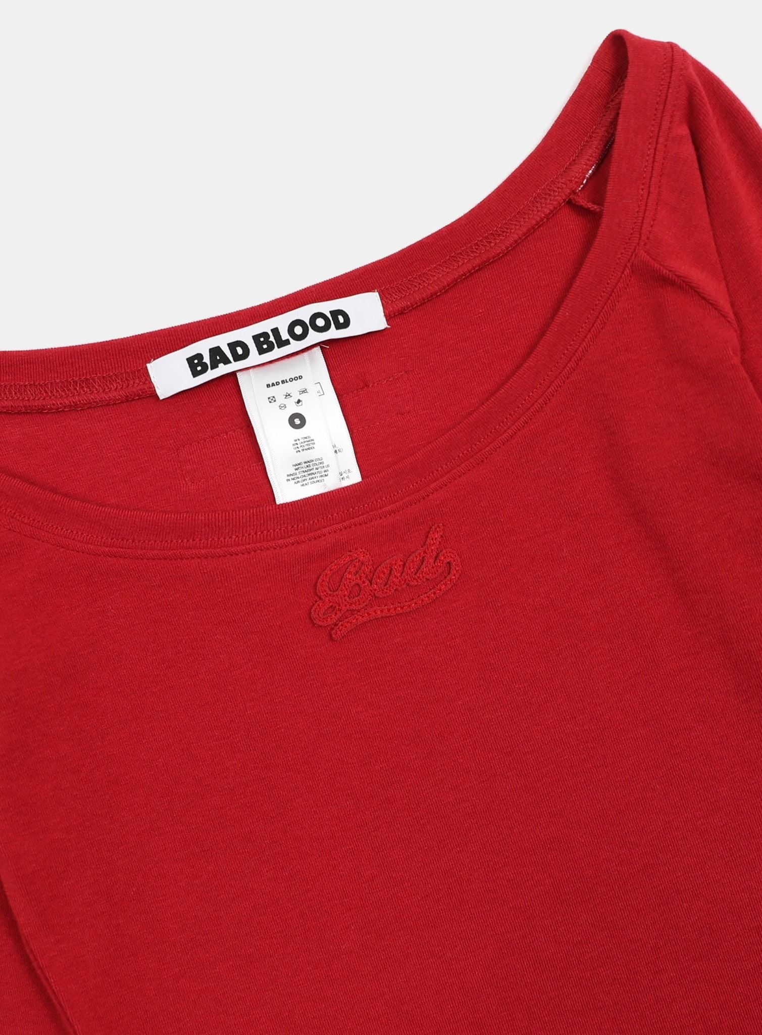  Áo Trễ Vai [Nữ] Badblood - [w-tee24-114] Beyond Soft Off-Shoulder Top Carmine 