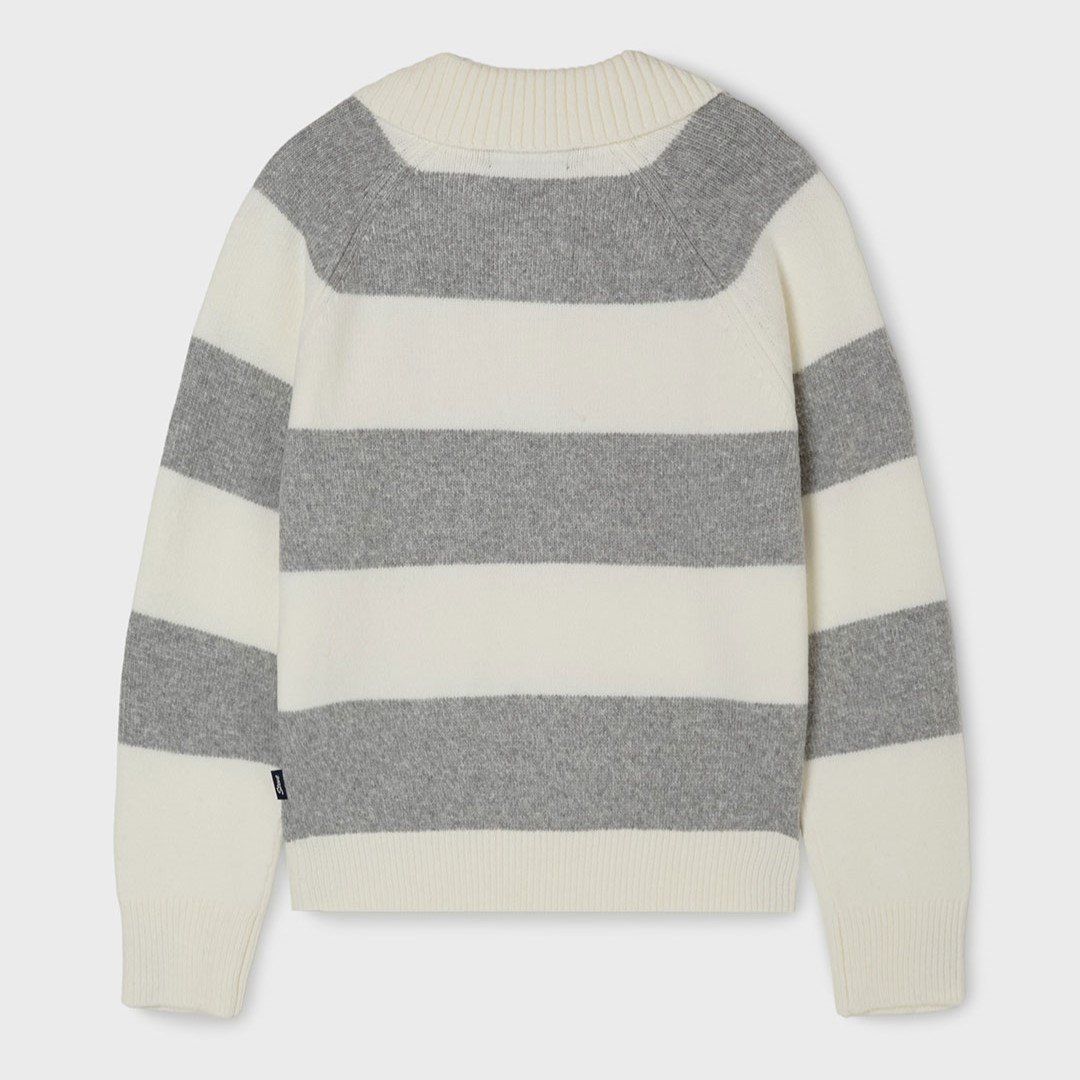  Áo Sweater Whoau Bokashi Stripe Collar Pullover Ivory - WHKAF4T32F 