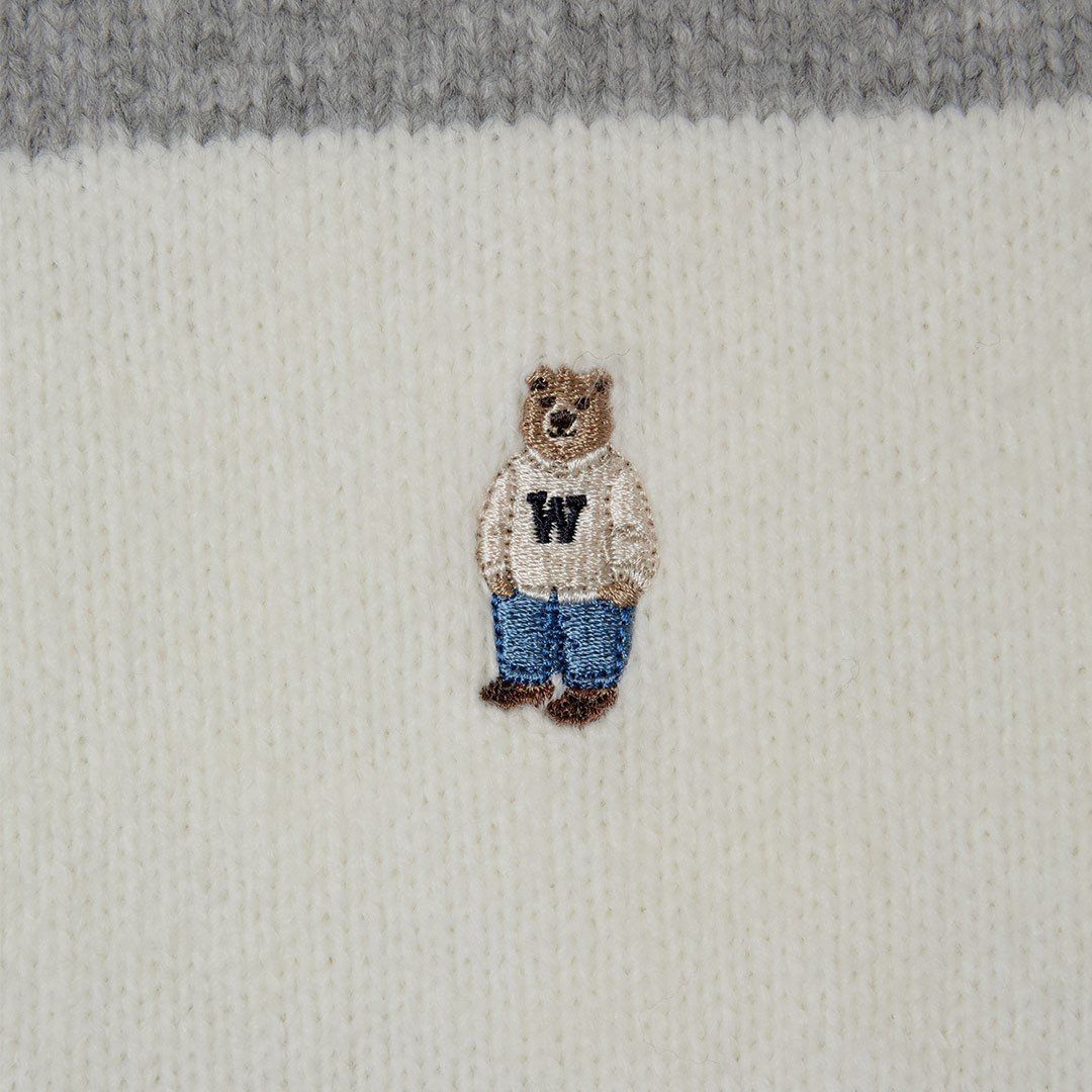  Áo Sweater Whoau Bokashi Stripe Collar Pullover Ivory - WHKAF4T32F 