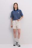  Áo Polo MLB - Varsity Stripe Oversized Collared T-shirt NY - 3APQV0343 