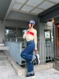  Áo Sweater MLB [Nữ] - Sporty Varsity Half-Zip Sweater NY Cream - 3FKPV0344-50CRD 