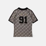  Áo Thun [Unisex] Badblood - [w-tee25-023] Vintage Club V-Neck Check T-Shirt Brown 