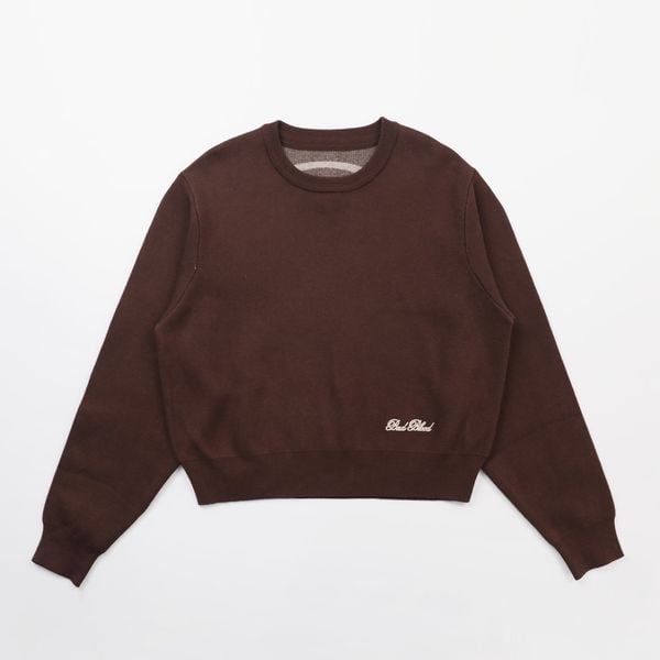 Áo Sweater [Unisex] Badblood - [w-knt24-009] Classic Big Logo Crewneck Sweater - Brown