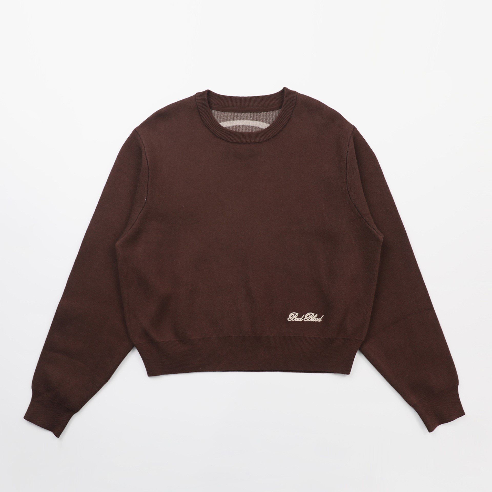 Áo Sweater [Unisex] Badblood - [w-knt24-009] Classic Big Logo Crewneck Sweater - Brown 