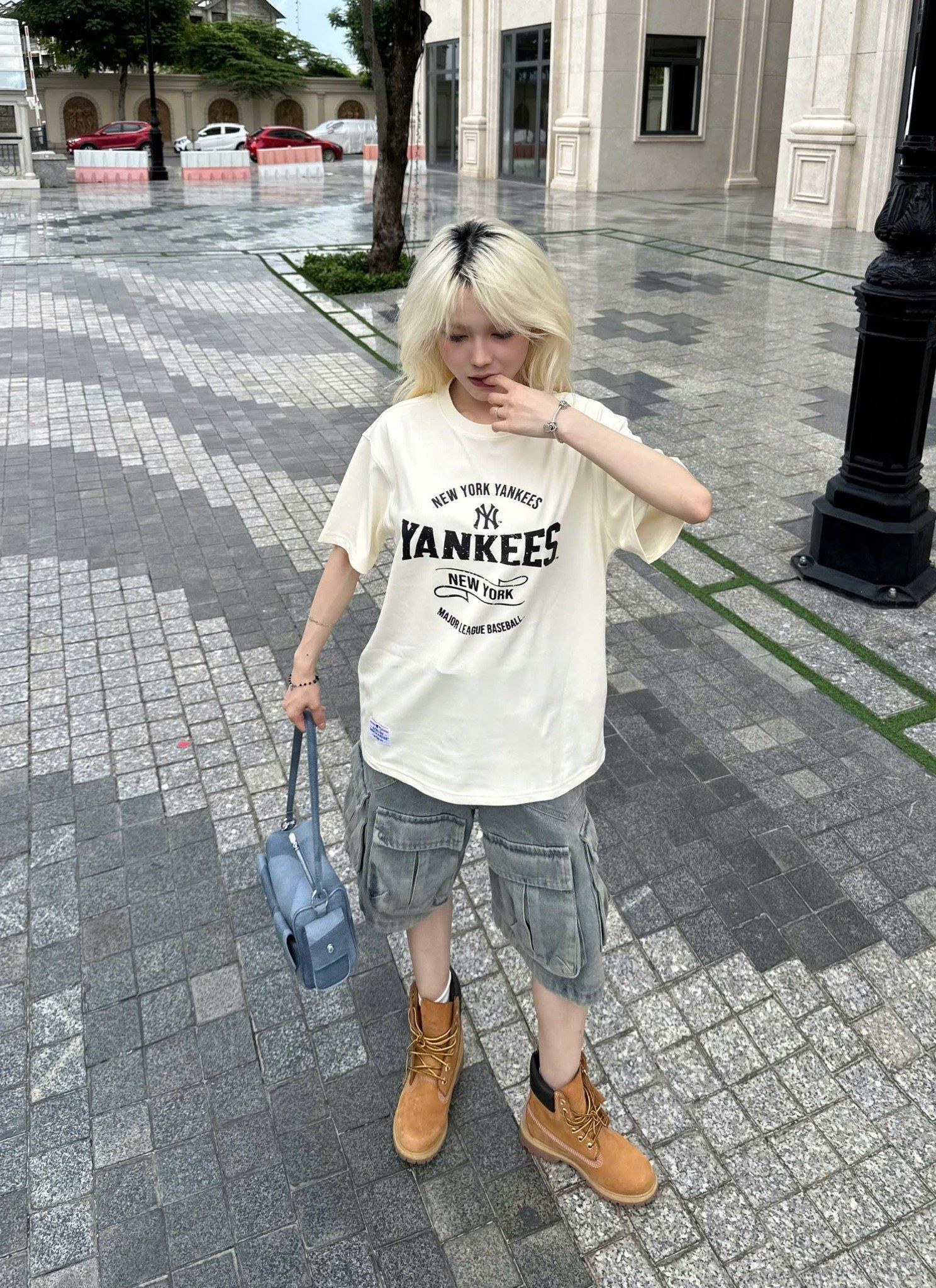  Áo Thun New Era - [Unisex] NY Yankees Retro Logo Cream T-Shirt - 15488856 